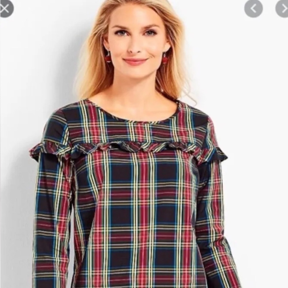 Talbots plaid top size small new without tags